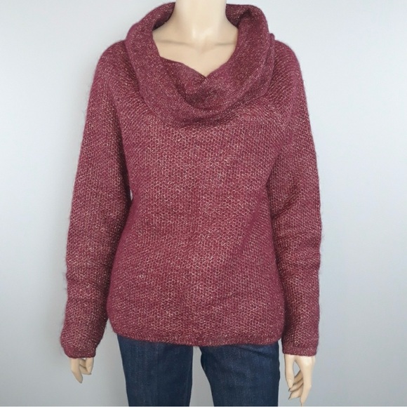 Moda International Mohair Cowl Neck Sweater Sml Burgundy Gold Victoria’s Secret - Picture 2 of 12